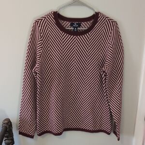 Lands' End Cashmere Maroon and White Patterned Sweater